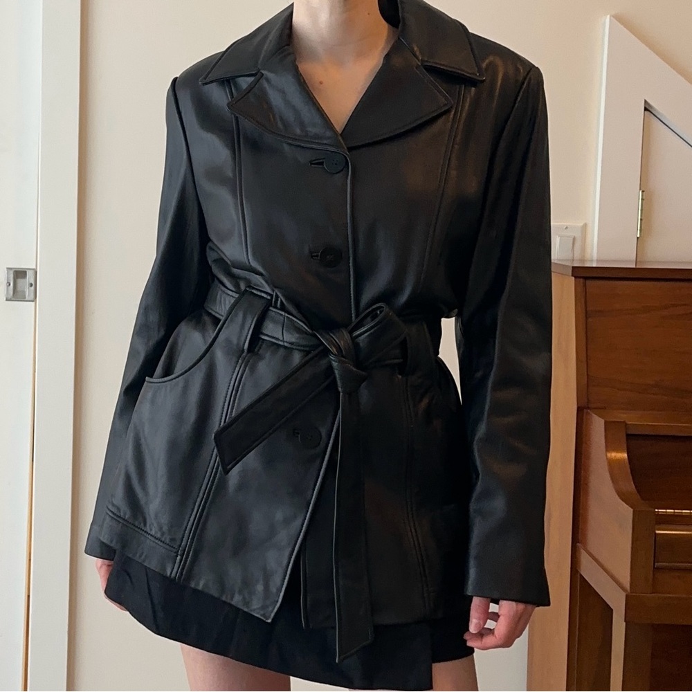 Vintage Leather Belted Jacket